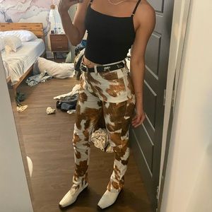 Weworewhat stiletto split cowhide pants high waisted